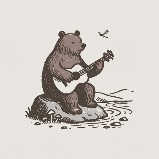 Bear With Guitar PNG, Guitarist Bear - 300 DPI Design for T-Shirt