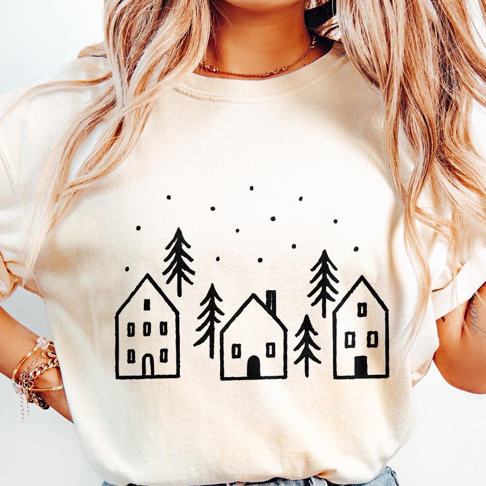 Minimalist Winter House PNG, Scandinavian Home Art - 300 DPI Design for