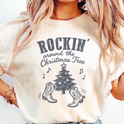 Rockin Around the Christmas Tree PNG, Retro Christmas - 300 DPI Design