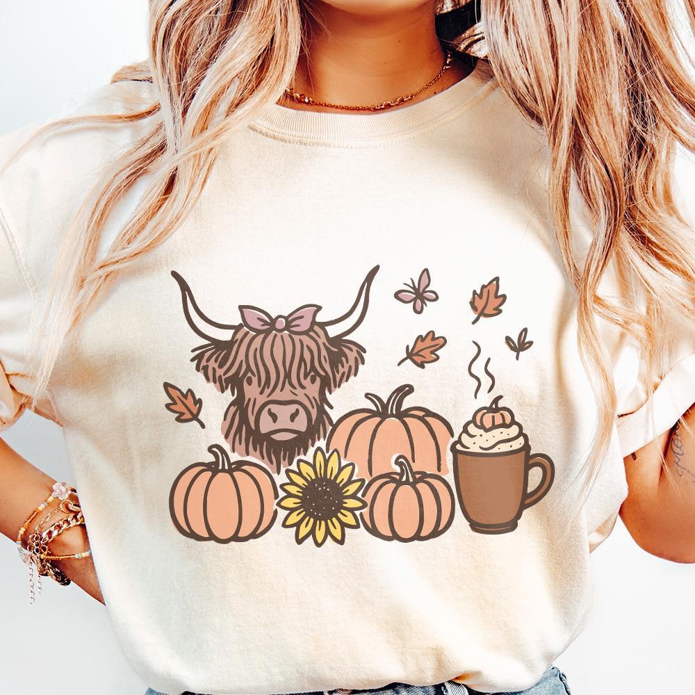 Highland Cow PNG, Fall PNG - 300 DPI Design for T-Shirt