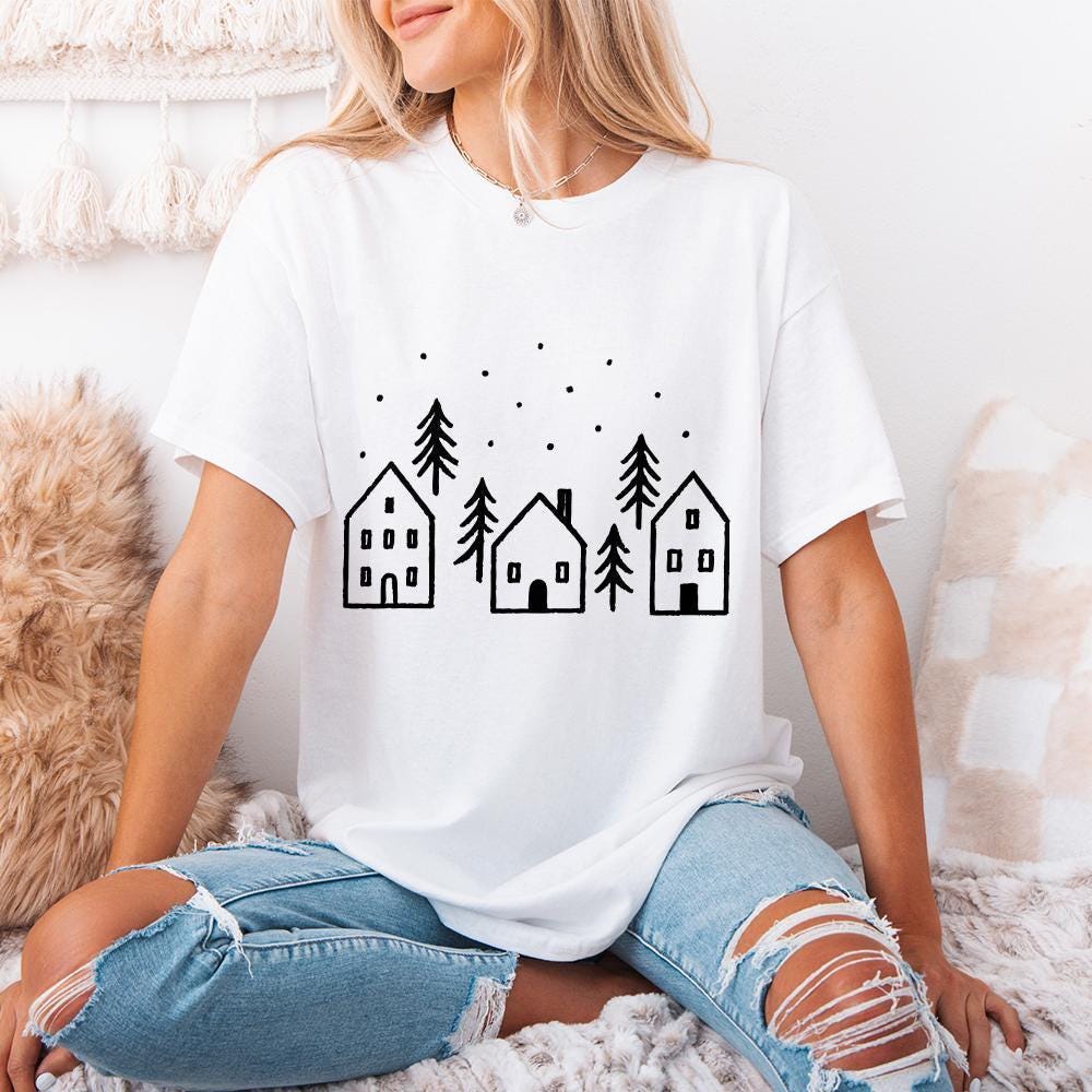 Minimalist Winter House PNG, Scandinavian Home Art - 300 DPI Design for