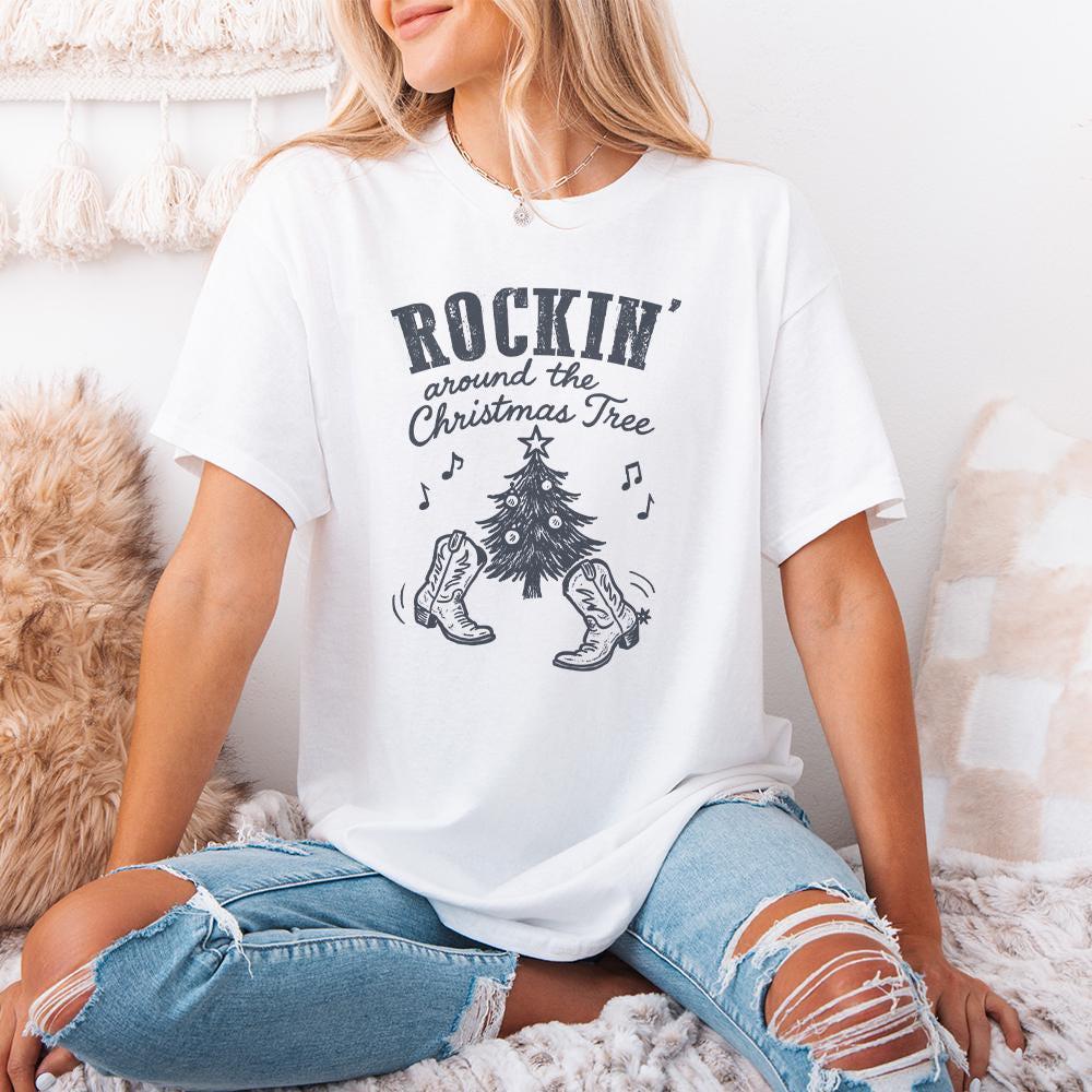 Rockin Around the Christmas Tree PNG, Retro Christmas - 300 DPI Design