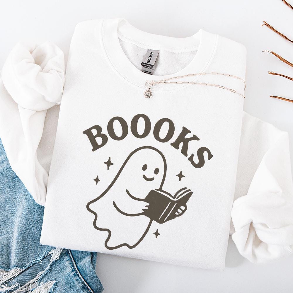 Boooks PNG, Cute Reading Ghost Clipart - 300 DPI Design for T-Shirt