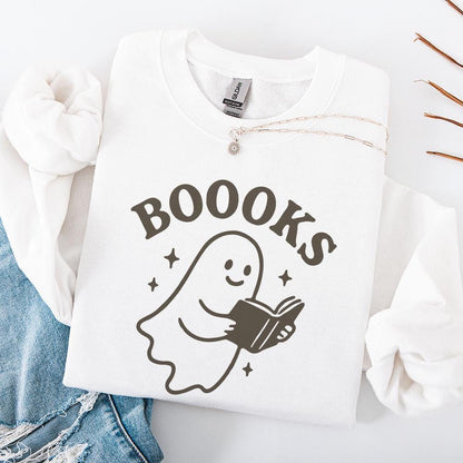 Boooks PNG, Cute Reading Ghost Clipart - 300 DPI Design for T-Shirt