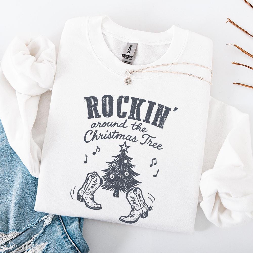 Rockin Around the Christmas Tree PNG, Retro Christmas - 300 DPI Design