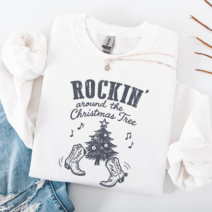 Rockin Around the Christmas Tree PNG, Retro Christmas - 300 DPI Design