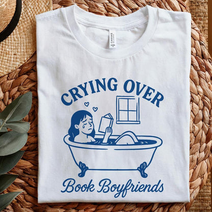 Crying Over Book Boyfriends PNG, Funny Romance Reader Digital Download -