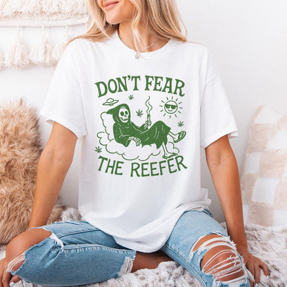 Don't Fear The Reefer PNG, Funny Grim Reaper Smoking Weed Shirt - 300 DPI