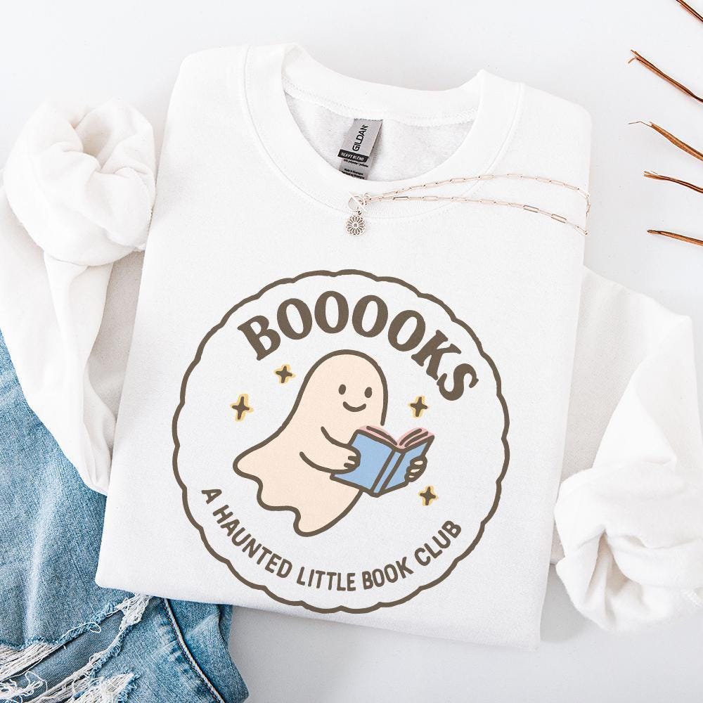 Booooks Haunted Little Book Club PNG, Cute Ghost PNG for Spooky Season -