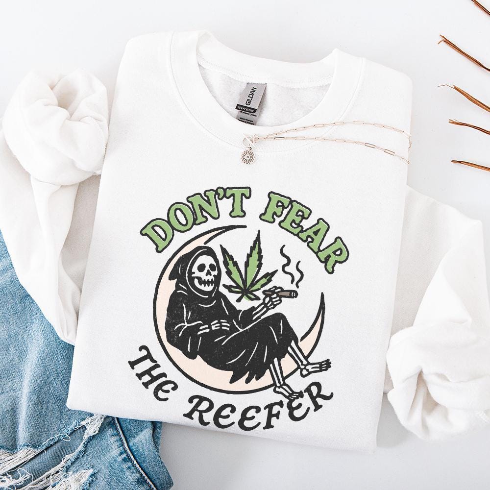 Don't Fear The Reefer PNG, Grim Reaper Smoking Weed Digital Art - 300 DPI