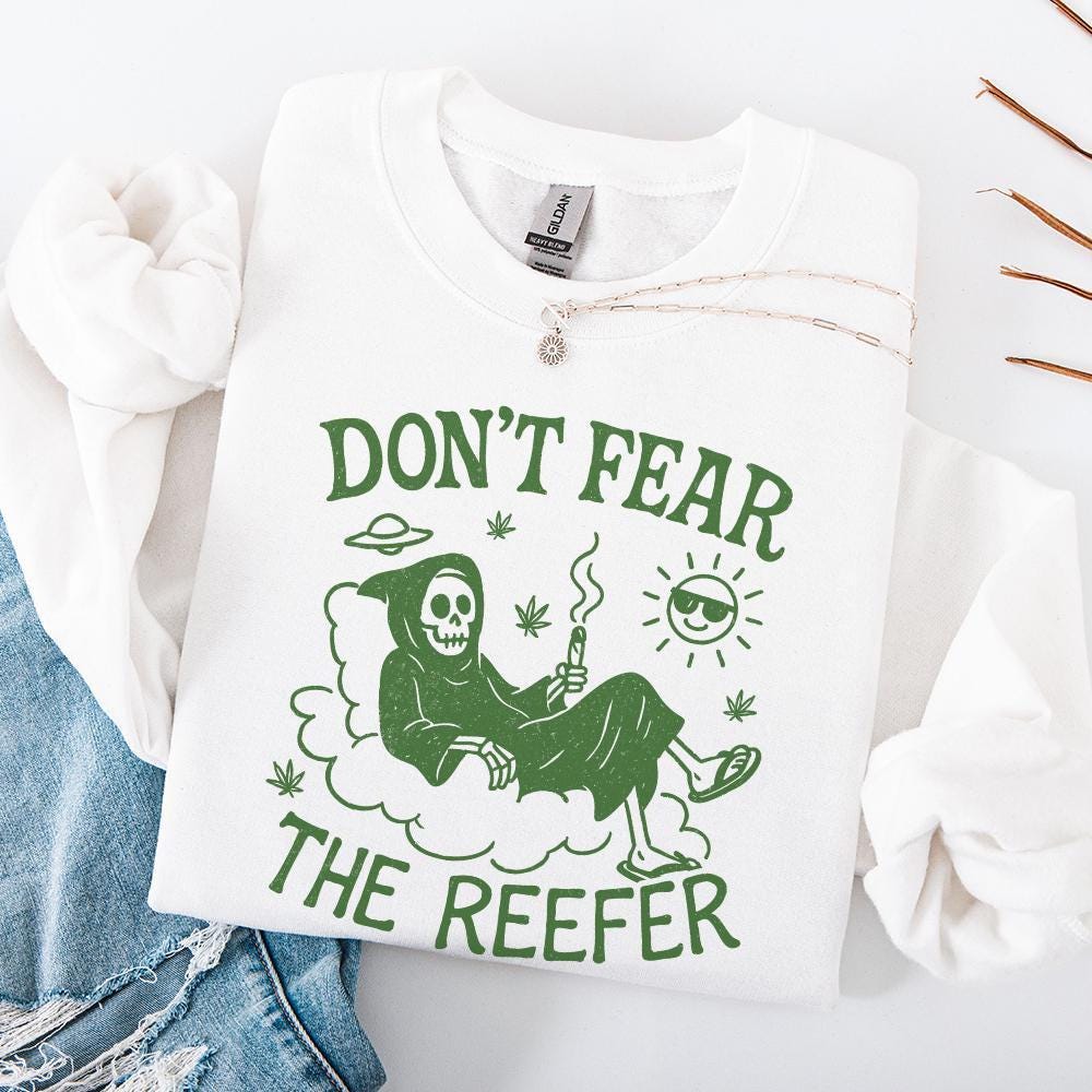 Don't Fear The Reefer PNG, Funny Grim Reaper Smoking Weed Shirt - 300 DPI
