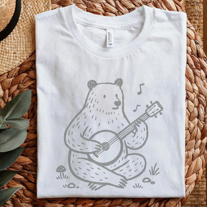 Bear Playing Banjo PNG – Cute Animal Music Illustration PNG, Woodland