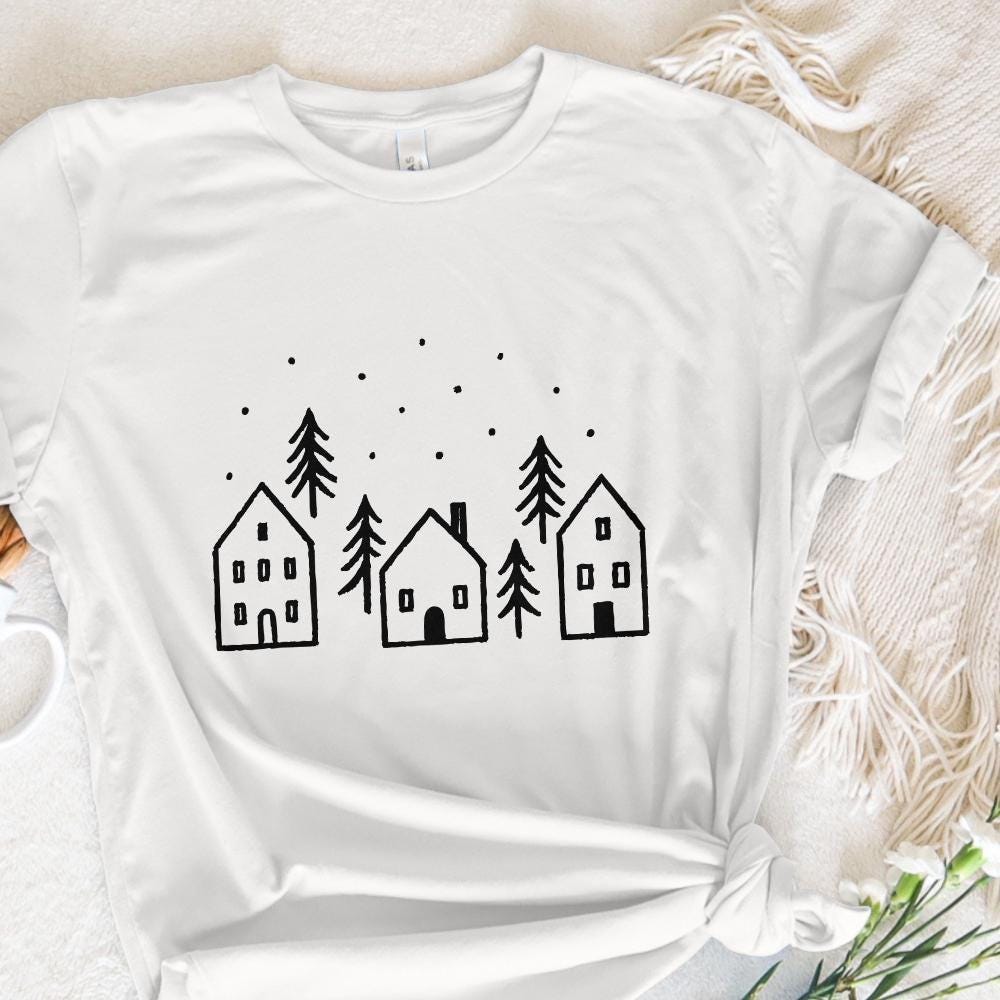 Minimalist Winter House PNG, Scandinavian Home Art - 300 DPI Design for