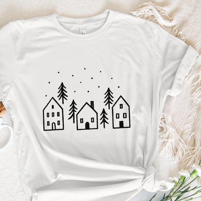 Minimalist Winter House PNG, Scandinavian Home Art - 300 DPI Design for
