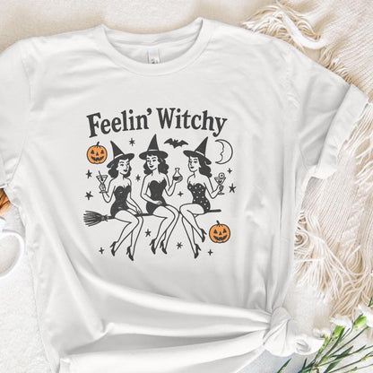 Feelin' Witchy PNG, Retro Halloween Witches - 300 DPI Design for T-Shirt