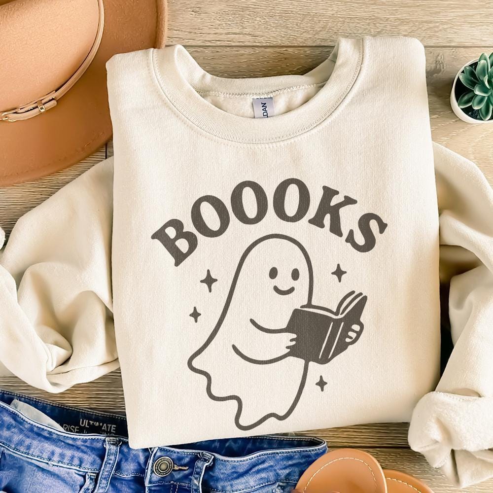 Boooks PNG, Cute Reading Ghost Clipart - 300 DPI Design for T-Shirt