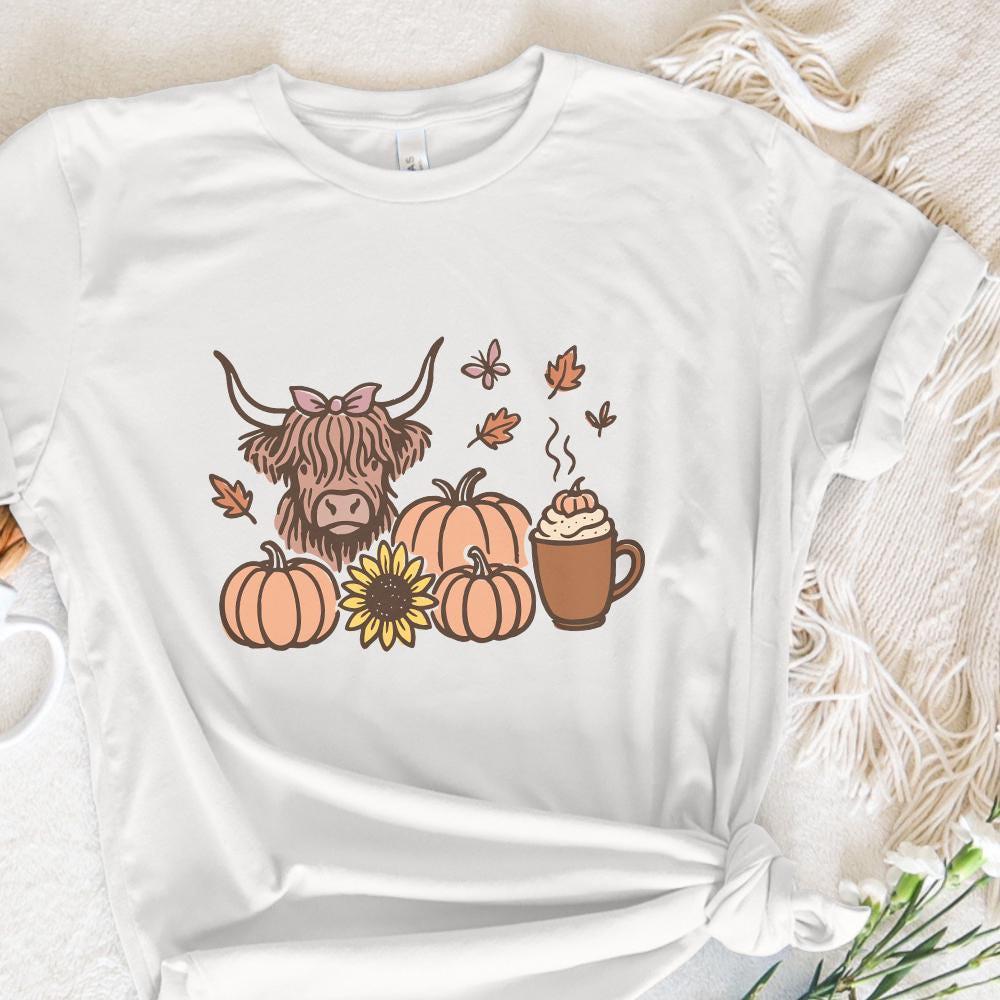 Highland Cow PNG, Fall PNG - 300 DPI Design for T-Shirt
