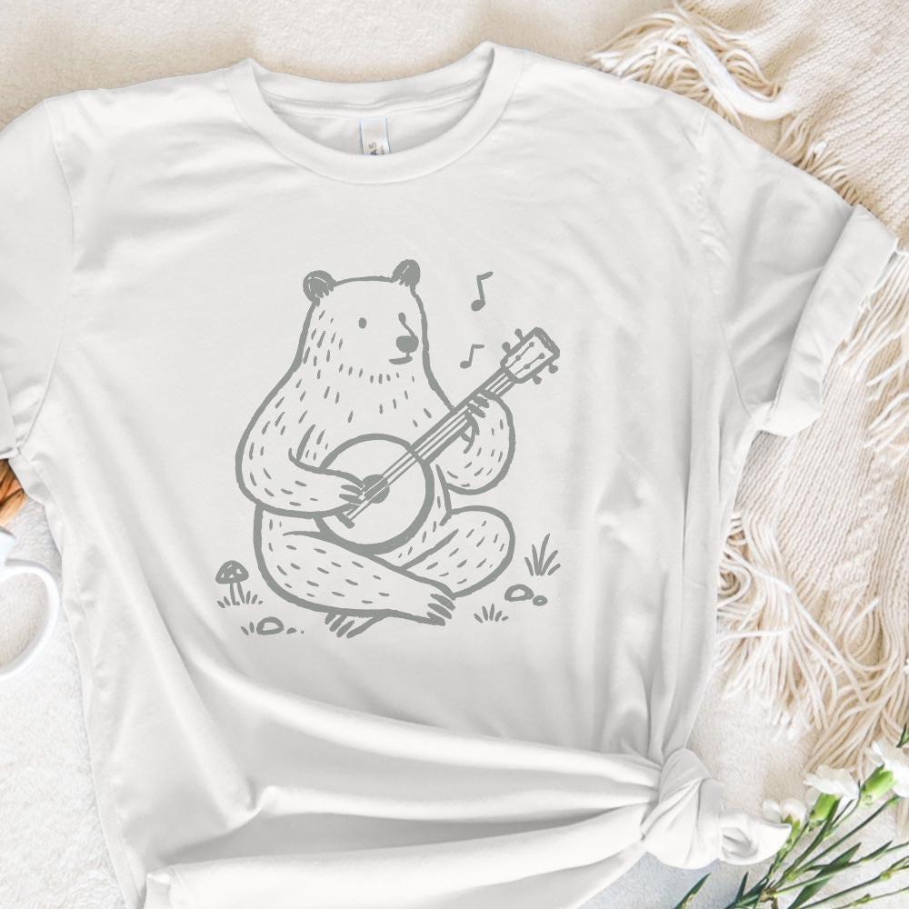 Bear Playing Banjo PNG – Cute Animal Music Illustration PNG, Woodland