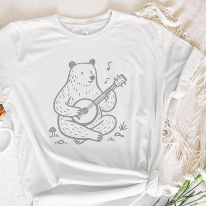 Bear Playing Banjo PNG – Cute Animal Music Illustration PNG, Woodland