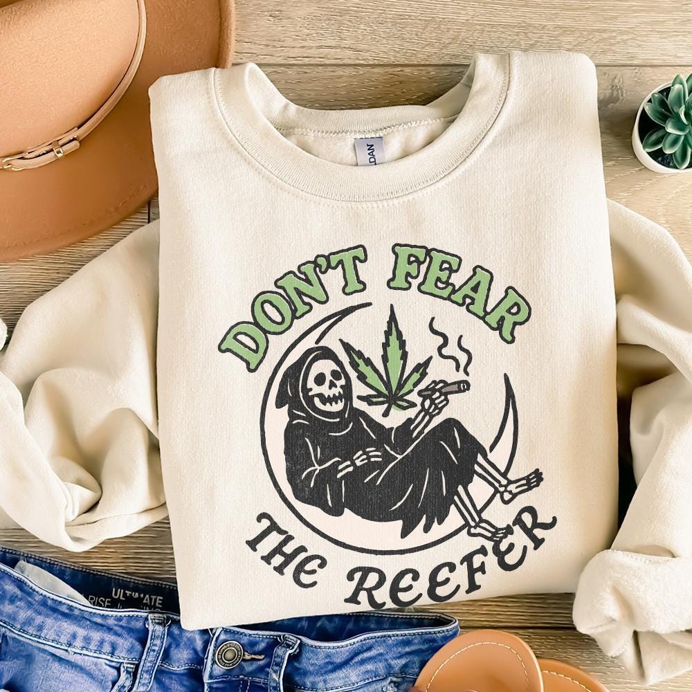 Don't Fear The Reefer PNG, Grim Reaper Smoking Weed Digital Art - 300 DPI