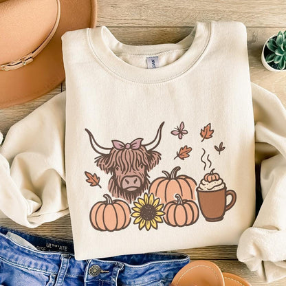 Highland Cow PNG, Fall PNG - 300 DPI Design for T-Shirt
