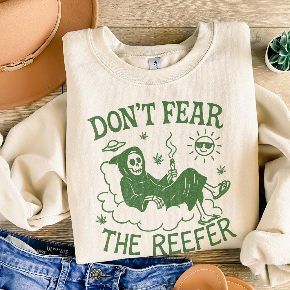 Don't Fear The Reefer PNG, Funny Grim Reaper Smoking Weed Shirt - 300 DPI