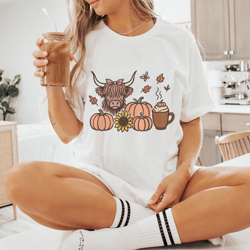 Highland Cow PNG, Fall PNG - 300 DPI Design for T-Shirt