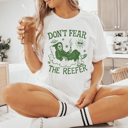 Don't Fear The Reefer PNG, Funny Grim Reaper Smoking Weed Shirt - 300 DPI