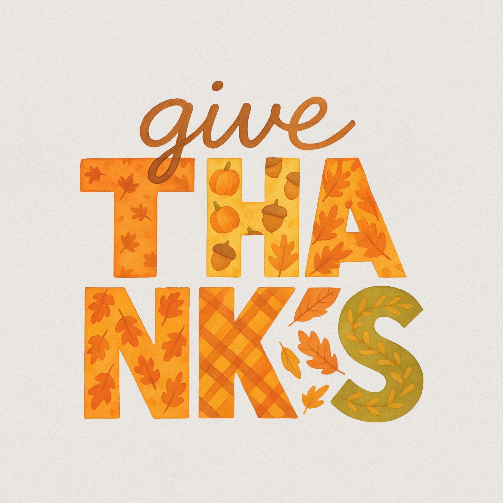 Give Thanks PNG, Fall Thanksgiving Shirt - 300 DPI Design for T-Shirt