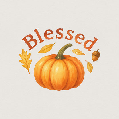 Blessed Pumpkin Fall Vibes PNG, Thanksgiving Turkey - 300 DPI Design for