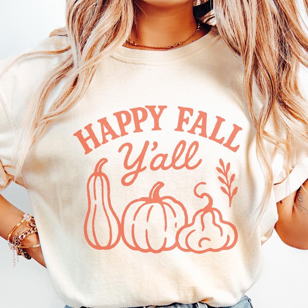 Happy Fall Y'all PNG, Autumn Pumpkins PNG - 300 DPI Design for T-Shirt