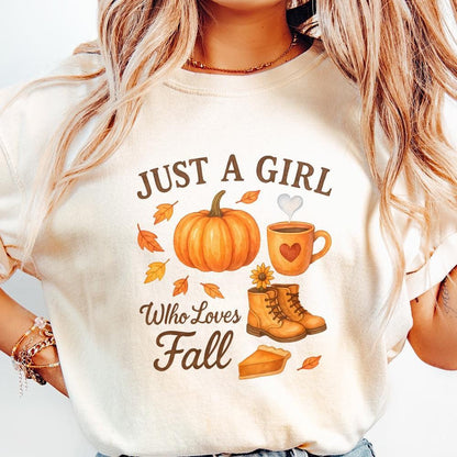 Just A Girl Who Loves Fall PNG, Pumpkin Autumn PNG - 300 DPI Design for