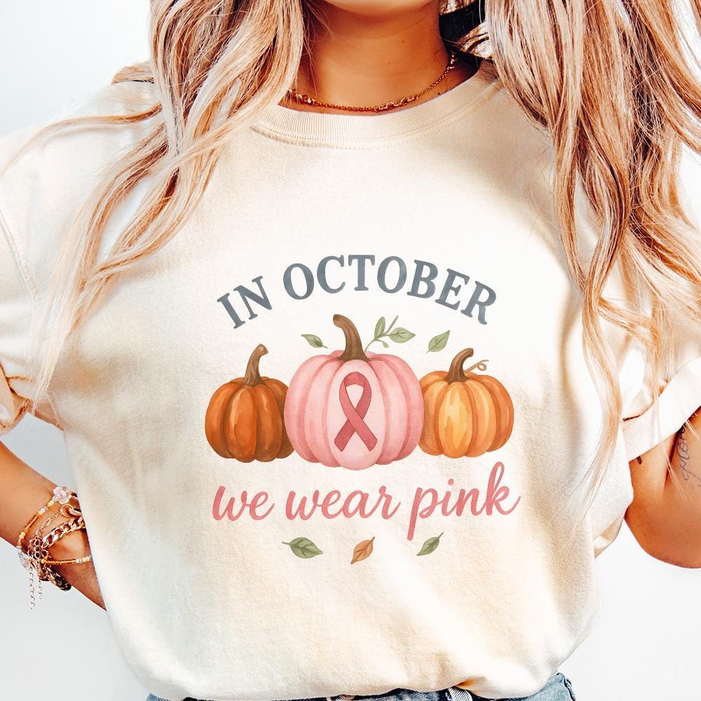 In October We Wear Pink PNG, Breast Cancer Awareness PNG - 300 DPI Design