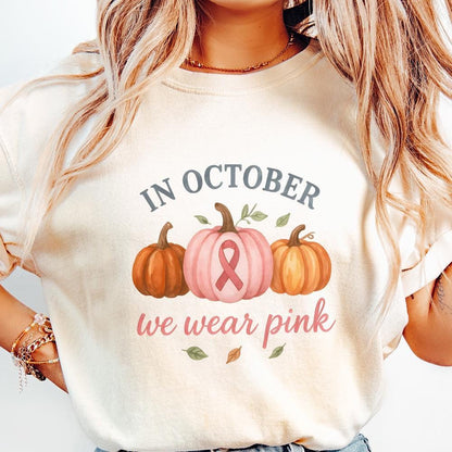 In October We Wear Pink PNG, Breast Cancer Awareness PNG - 300 DPI Design