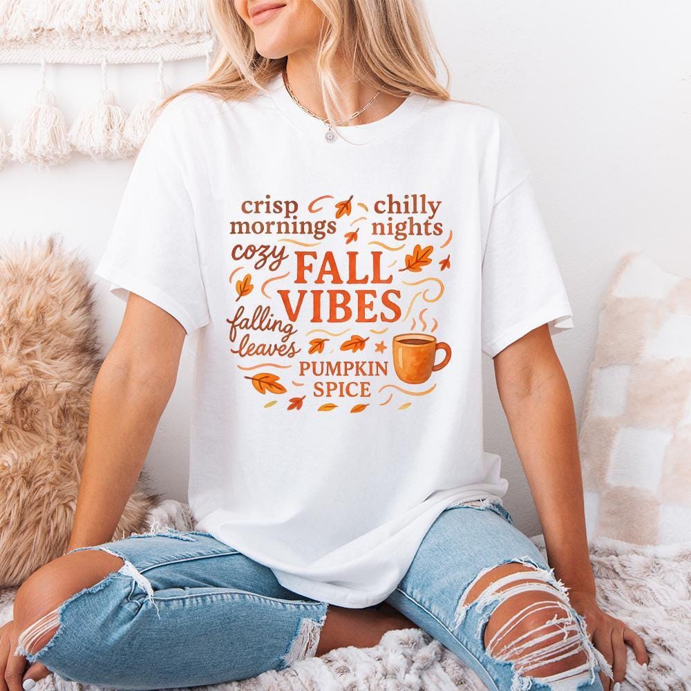 Crisp Mornings Chilly Nights Cozy Fall Vibes PNG, Pumpkin Spice Autumn