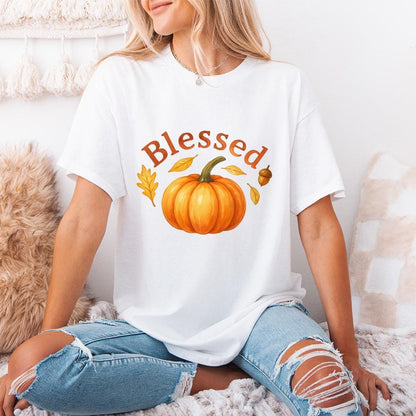 Blessed Pumpkin Fall Vibes PNG, Thanksgiving Turkey - 300 DPI Design for