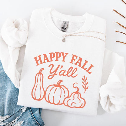 Happy Fall Y'all PNG, Autumn Pumpkins PNG - 300 DPI Design for T-Shirt