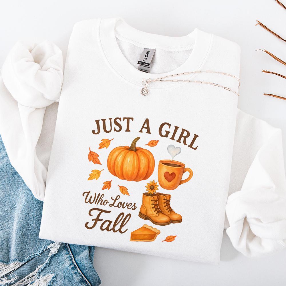 Just A Girl Who Loves Fall PNG, Pumpkin Autumn PNG - 300 DPI Design for