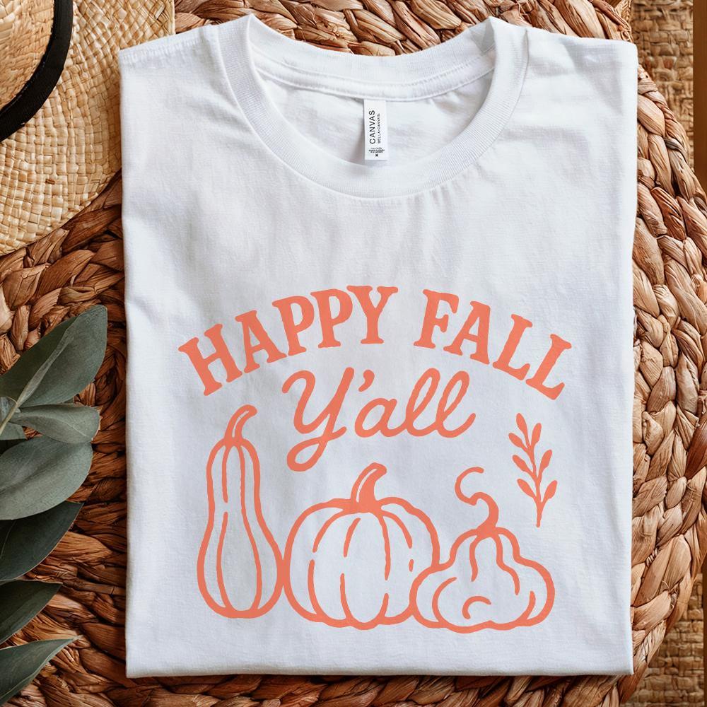 Happy Fall Y'all PNG, Autumn Pumpkins PNG - 300 DPI Design for T-Shirt