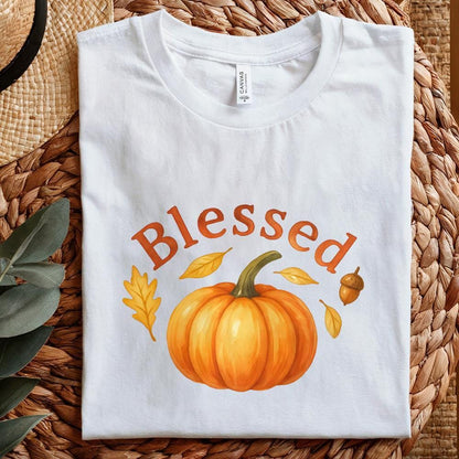 Blessed Pumpkin Fall Vibes PNG, Thanksgiving Turkey - 300 DPI Design for