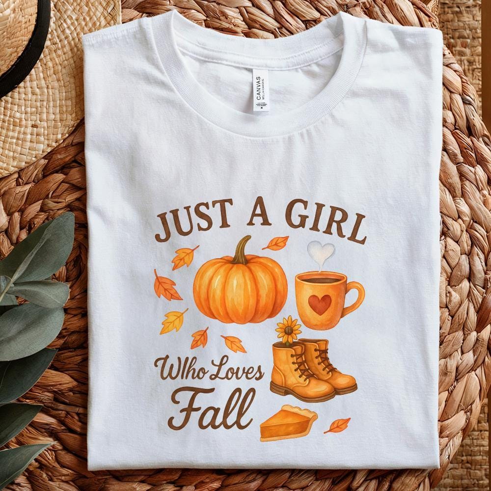 Just A Girl Who Loves Fall PNG, Pumpkin Autumn PNG - 300 DPI Design for
