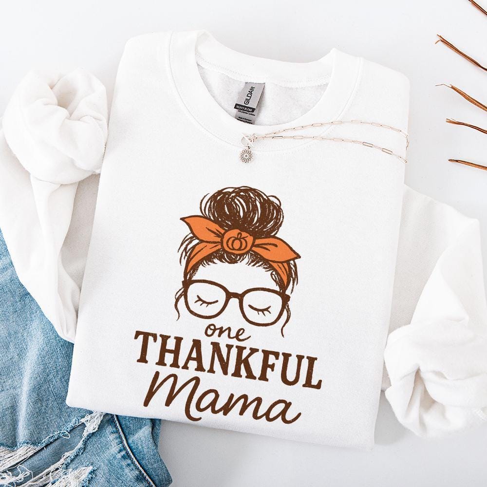 One Thankful Mama PNG, Thanksgiving Shirt PNG - 300 DPI Design for T-Shirt