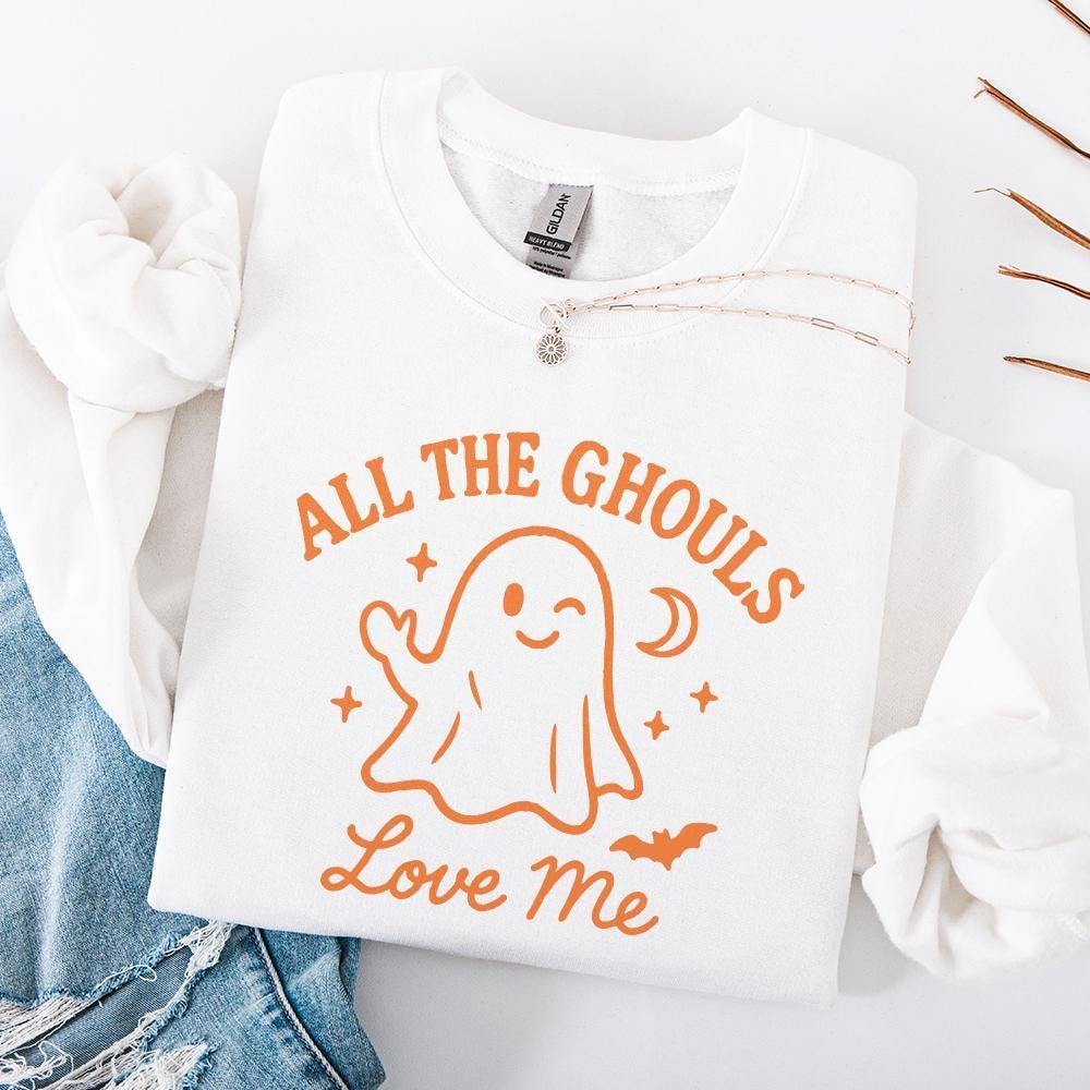 All The Ghouls Love Me PNG, Cute Ghost Halloween Shirt PNG - 300 DPI