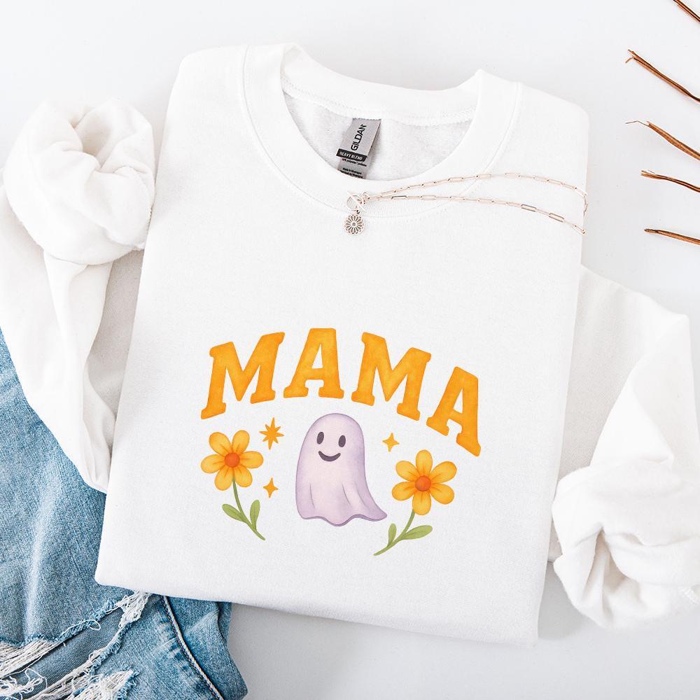 Mama PNG, Cute Ghost Floral Mother's Day Sublimation - 300 DPI Design for