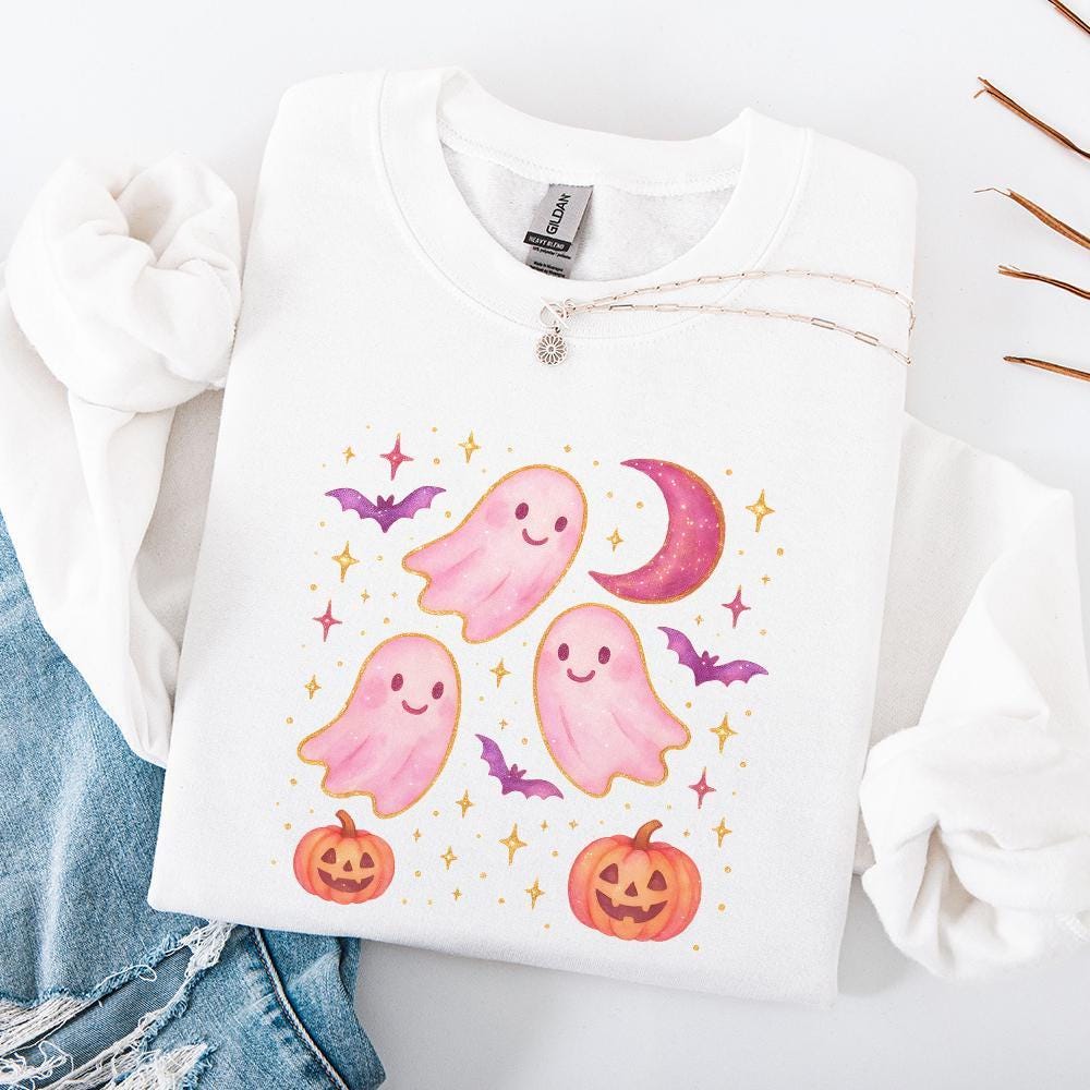 Pastel Cute Ghost PNG, Pumpkin PNG - 300 DPI Design for T-Shirt