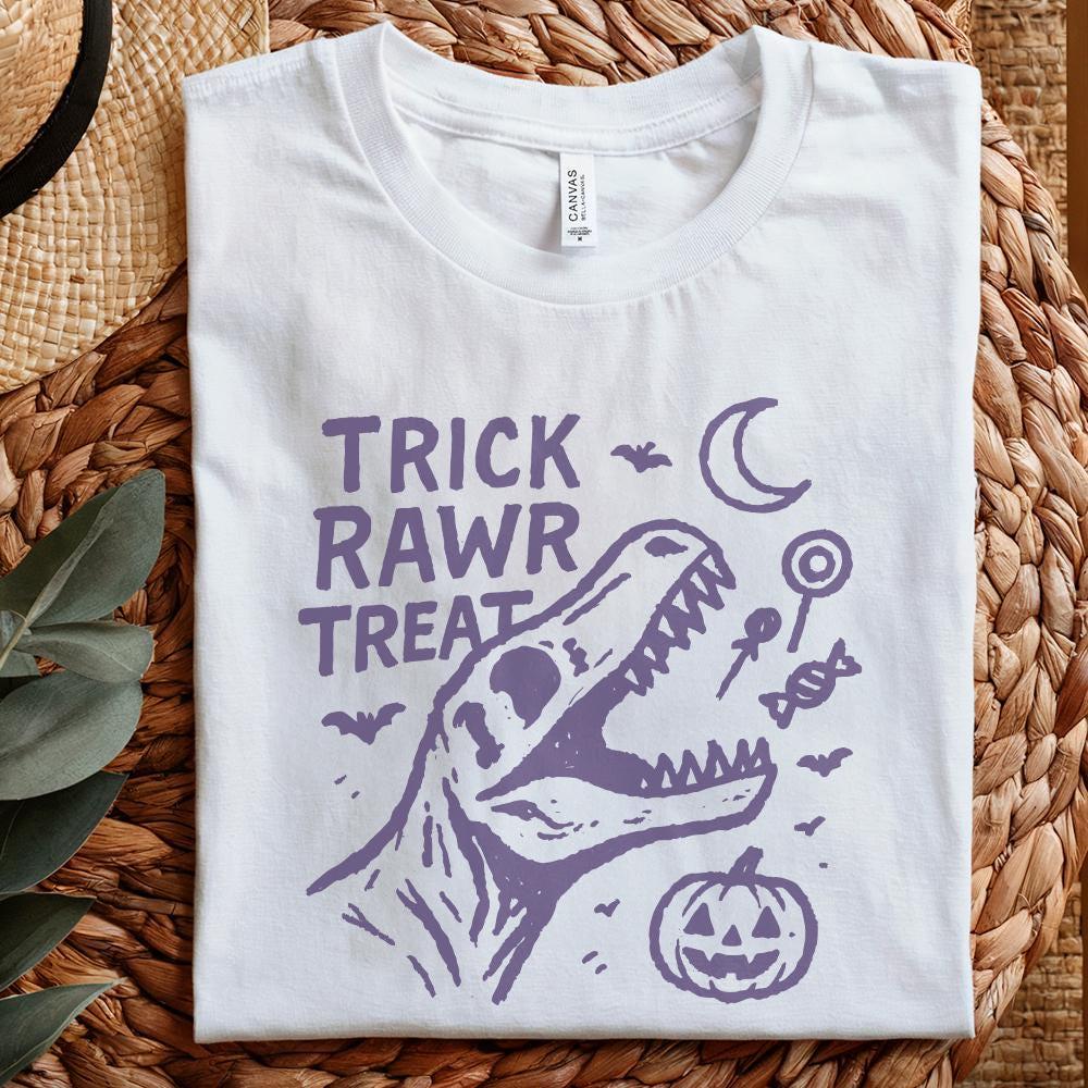 Trick Rawr Treat Dinosaur PNG, Cute Halloween Candy Shirt - 300 DPI