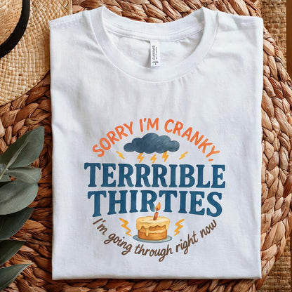 Sorry I'm Cranky Terrible Thirties Birthday PNG, Funny Thirty Cake PNG