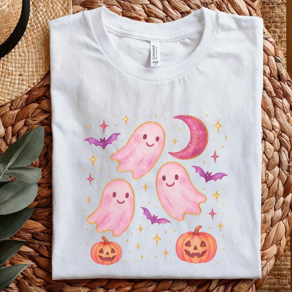 Pastel Cute Ghost PNG, Pumpkin PNG - 300 DPI Design for T-Shirt