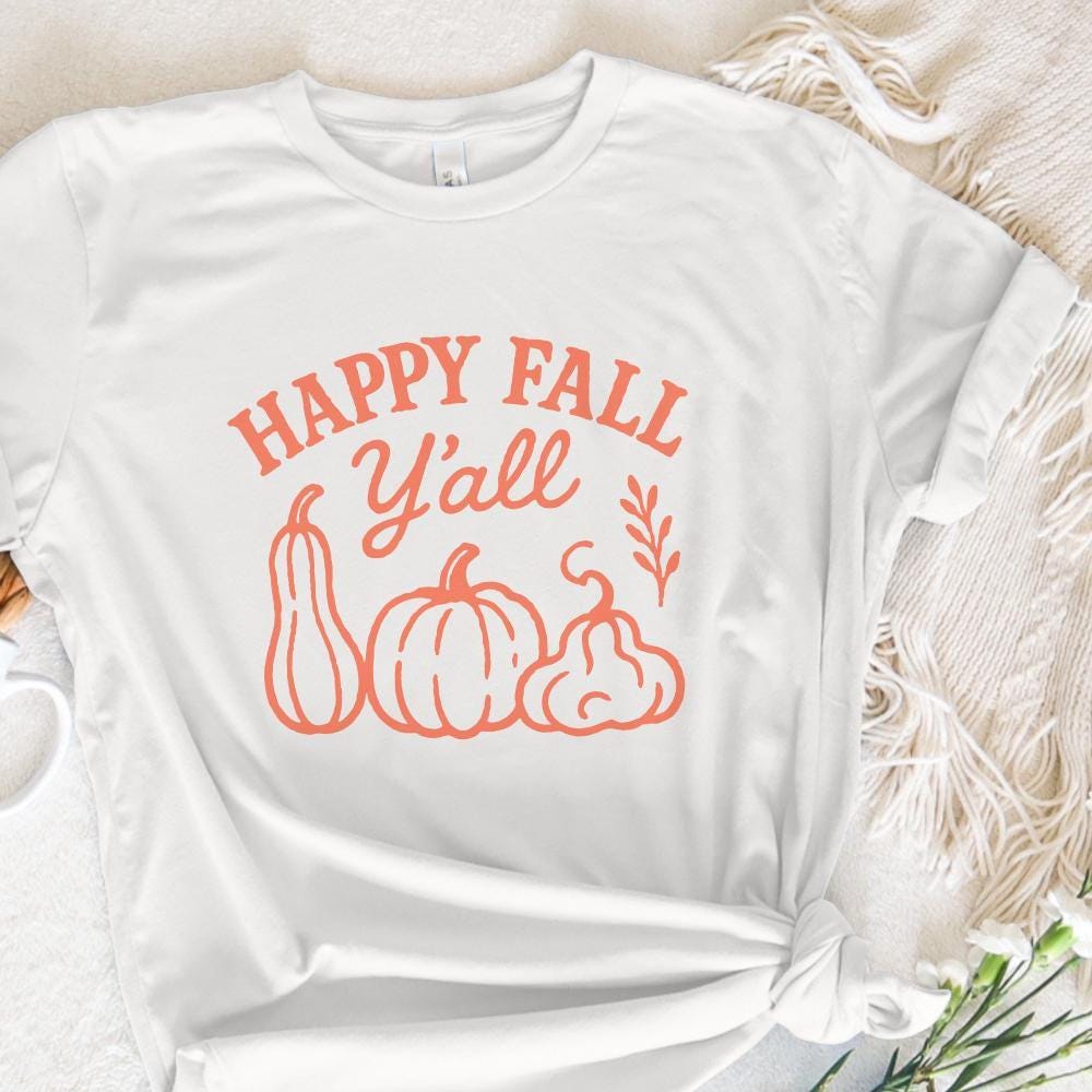 Happy Fall Y'all PNG, Autumn Pumpkins PNG - 300 DPI Design for T-Shirt