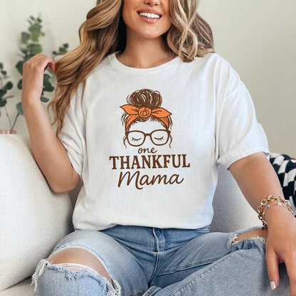One Thankful Mama PNG, Thanksgiving Shirt PNG - 300 DPI Design for T-Shirt